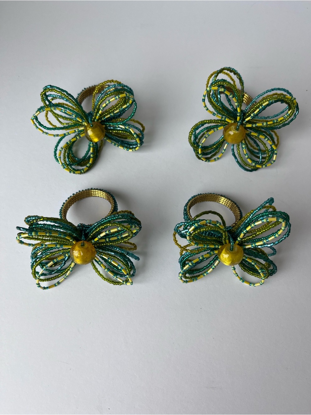 Pier 1 Butterfly Beaded Napkin Ring Set of 4